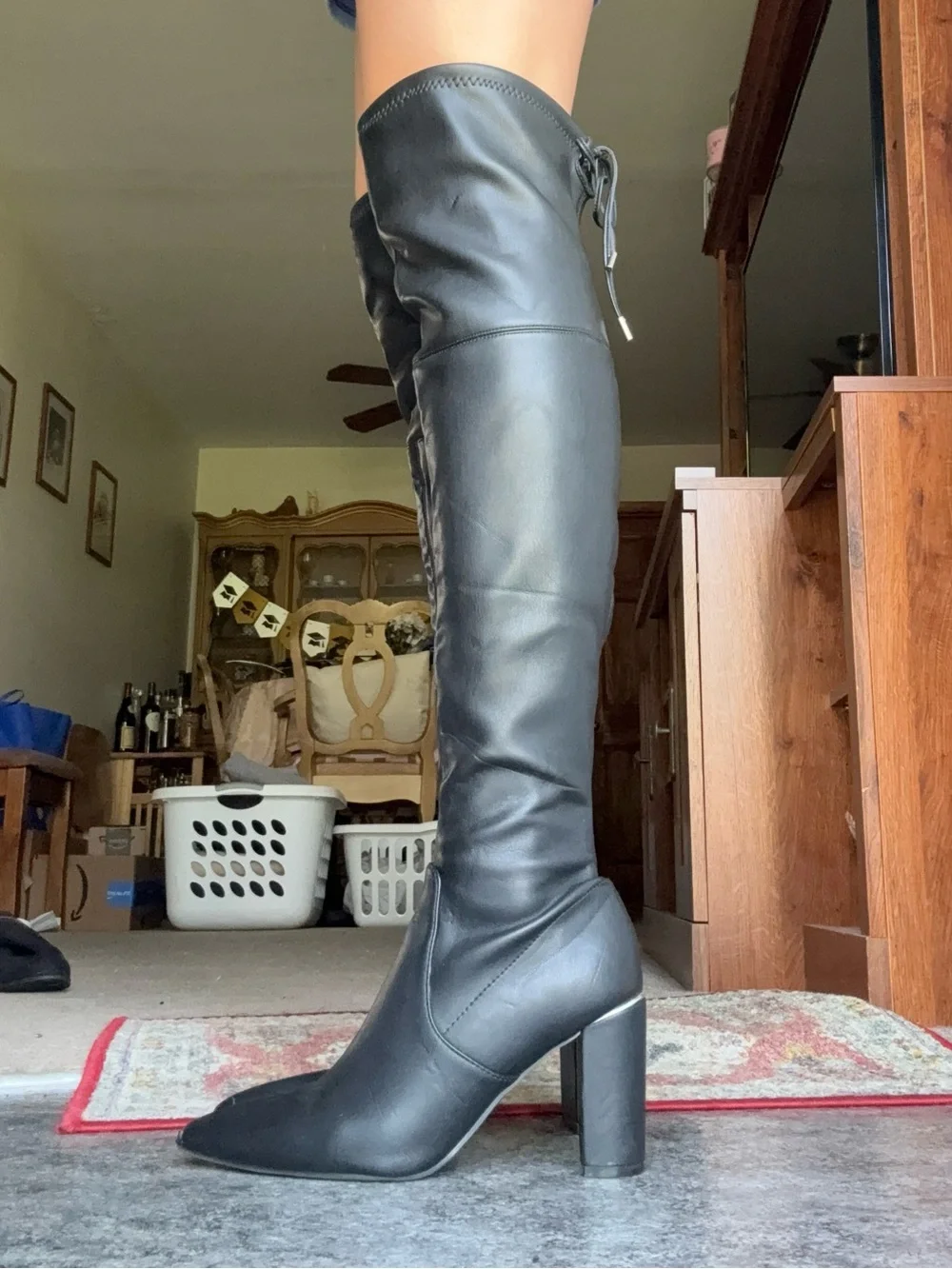 Marc Fisher Over The Knee Black Leather Boots